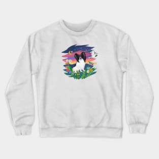 Papillon Enjoying a Walk in the Country Crewneck Sweatshirt